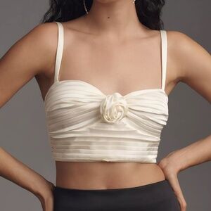 By Anthropologie Pleated Rosette Bustier in Ivory (NWT)